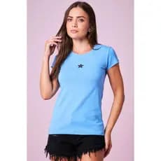 Camiseta Feminina Silk Logo Planet Girls Azul Médio
