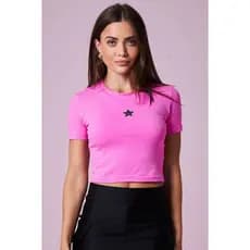 Cropped Feminino Slik de Estrela Planet Girls Rosa
