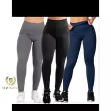 Kit 3 Leggings Suplex PREMIUM Academia Fitness Cintura Alta Zero Transparência