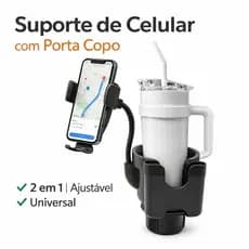 Suporte Veicular Expansor De Porta-copos Com Suporte Para Celular Preto para Carro