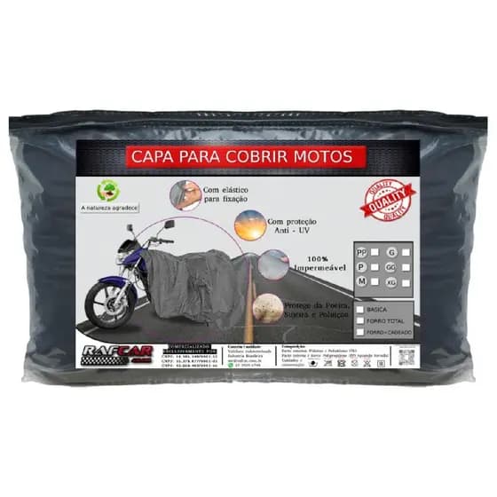 kit com 4 capas premium para cobrir motos sendo 3 capas G e 1 capa P