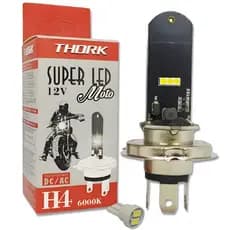 Lâmpada Super Led H4 6000k Moto 12V Thork Super Branca AC/DC