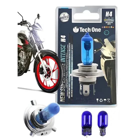 kit lâmpadas super brancas motos (1 lâmpada H4 35w super branca e 1 par W5W super branca)