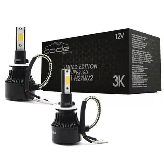 Par Lâmpadas Super Led H27 881 3000K 12V Led Amarelo