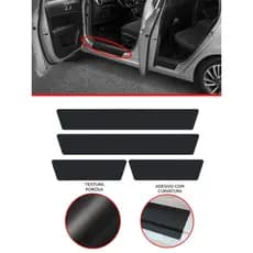 kit adesivos protetor de soleiras portas carros preto fosco