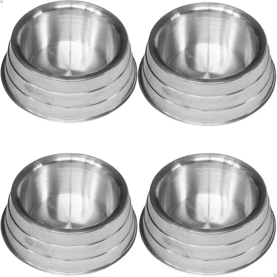 Kit 4 Comedouro Alumínio Pesado Ração Água Cães Pequeno 700ml