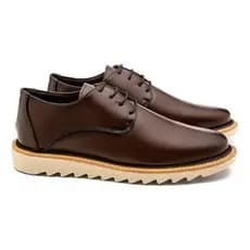 Sapato Casual Masculino Oxford Derby Marrom Social Couro Esporte Fino