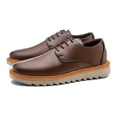 Sapato Casual Masculino Oxford Derby Social Couro Sintético Confortável