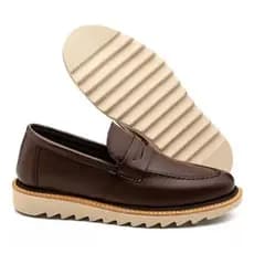 Sapato Casual Masculino Loafer Tratorado De Couro Legitimo