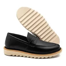 Sapato Casual Masculino Loafer De Couro Legitimo Tratorado
