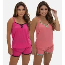 Kit 2 Baby Doll Plus Size Feminino Malha Pijama Verão Roupa de Dormir Short Doll Alcinha Confortável Liso