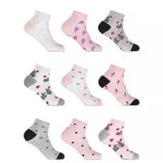 Kit 3/ 6/ 12 Meias Soquete Feminina Estampada Cores Delicadas