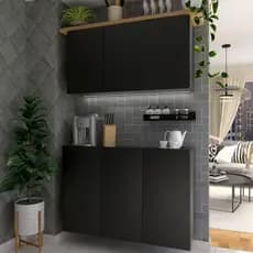 Kit Cores  Balcão Suspenso Ambientes & Armário 3 Portas Estendida Organizadora