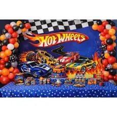 Painel/Banner de Festa Antirreflexo Decoração Infantil Hotwheels/Carros/Pista de corrida