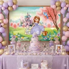 Painel de Festa Infantil Antirreflexo Decoração Princesinha Sofia