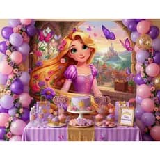Painel de Festa Infantil Antirreflexo Decoração Princesa Rapunzel/Enrolados