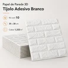 Kit 10 Placas Papel de Parede 3D Tijolo Branco Adesivo 35x38cm Cobre 1,33m²