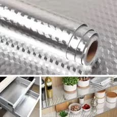 Papel Adesivo Para Cozinha Rolo 3D Multiuso alumínio 60cm x 5 metros