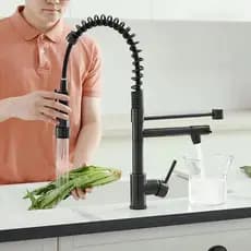 Torneira Gourmet Preta Monocomando Cozinha Bancada Metal 50cm Ducha Extensível