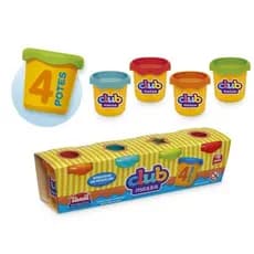 Kit Club Massa De Modelar 4 Potes Usual Brinquedos Massinha Infantil Atóxica Criatividade Escolar
