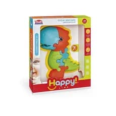 Quebra Cabeça Dino Happy Line Usual Brinquedos Educativo Bebê Dinossauro Didático Coordenação