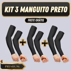 Kit 3 Manguito Preto Proteção Solar de Braço UV50+ Segunda Pele uv unissex