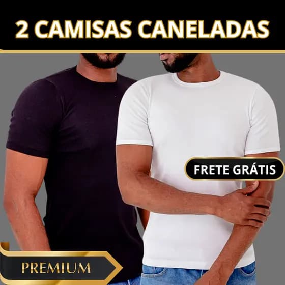2 Camisas Canelada Americana Masculina slim