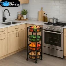 Fruteira 4 Andares com Rodinhas  Alta Capacidade e Resistência Ideal / Frutas, Legumes e Organização
