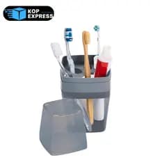 Porta Escovas e Creme Dental com Tampa e Organizador para Banheiro Higiênico