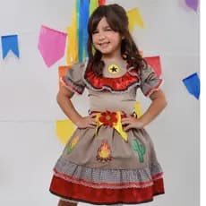 Vestido Junino Infantil Vestido Caipira Vestido Maria Bonita Colorido Cangaceiro