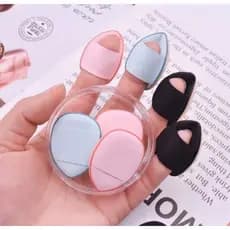 4 Mini Esponjas de Dedo Base Blush Corretivo Maquiagem Oleosidade Poros Dilatados