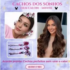 Kit Modelador de Cachos sem Calor Cetim - Estampa da Minnie Disney | Heatless Cutler Cachos Naturais e Franja Antifrizz