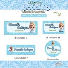 Kit 123 Etiquetas Escolares Personalizadas - Tema Cinderela Baby Princesas Disney Adesivo a Prova D'água Maternal