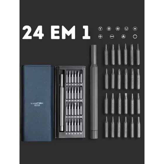Kit Jogo Ferramentas Chave de Fenda Magnética Precisão 25 Peças Relógios Eletrônicos Óculos Notebook