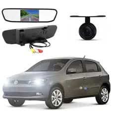 Kit Completo Espelho Retrovisor LCD 4.3 + Câmera de Ré Gol G6 2012 2013 2014 2015 2016 2017 até 2022
