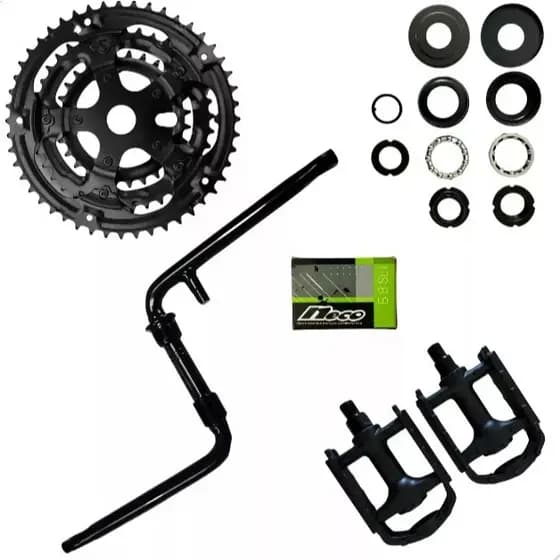 Kit Bike Marcha Aro 26 ou 24 - Pedivela Monobloco C/ Coroa Tripla 48d + Mov. Central 45mm e Pedal