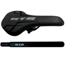 Sela Banco Selim Gts Exotic Confortável Preto + Canote 27.2mm Aço Bicicleta Mtb / Speed Aro 26 ou 29