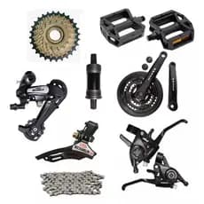 Kit 21 Marchas - Câmbios Tipo Shimano, Pedivela, Catraca Index 7v Relação Bike Aro 29 - 26