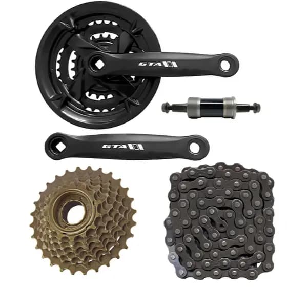 Kit Transmissão Index Bicicleta 21 Marchas - Pedivela Reduzido + Catraca 7v + Corrente Bike Aro 29