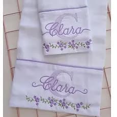 Fralda de Pano Bordada Personalizada Cremer Luxo 2 Peças Passeio e Boca Inicial e Nome.