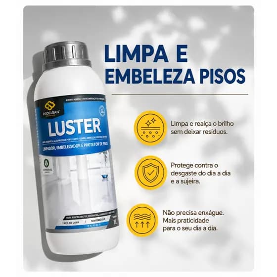 Luster LP Pisoclean 1L Piso Madeira Laminados Vinilicos Porcelanatos