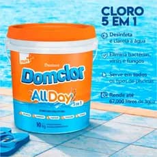 Cloro 5 Em 1 Balde Piscina Domclor Cloro Piscina Trata Águas Verde Cloro Granulado Clarifica águas