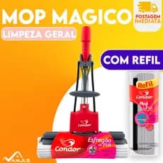 MOP Mágico Limpeza Geral Plus Rodo PVA Lava e Seca Esponja Super Absorvente