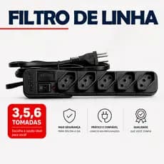Extensão Elétrica Filtro Linha Alimentação Régua de 6 Tom Extensão Fusível 3 Tom Filtro Linha 5 Tom