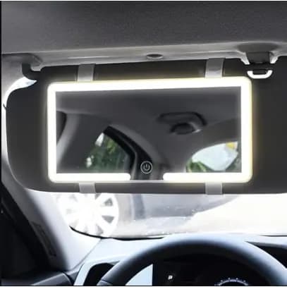 Espelho de penteadeira de carro, espelho com luzes para carro, espelho de maquiagem com viseira