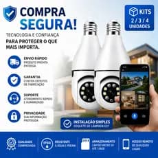 Kit 2 3 4 Câmeras de Segurança WiFi 360° Câmera Lâmpada Full HD Visão Noturna IP Bivolt