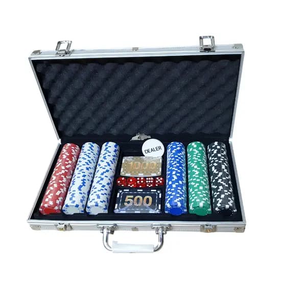 Maleta Jogo Poker Kit 300 Fichas Profissional Sem Numeração