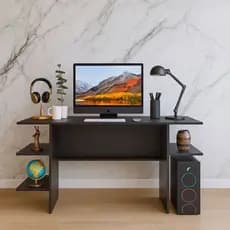 Escrivaninha Gamer p/ Computador com Nichos – Ideal para Quarto, Estudo e Escritório - Cor Preto