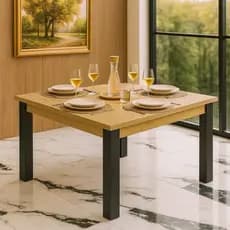 Mesa de Jantar 4 lugares Quadrada Industrial 90 x 90cm Sala de Jantar Mesa de Cozinha