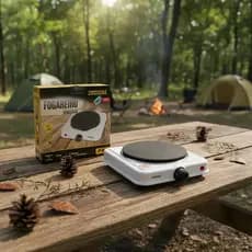 Fogareiro Elétrico Cooktop 1 Boca Portátil 110V 1000W Mesa Viagem Acampamento